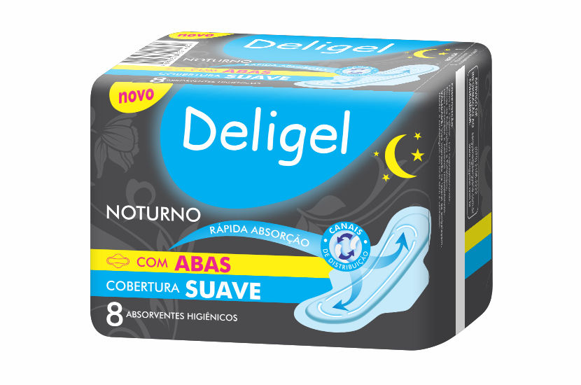 9143 Deligel Com Abas Noturno 8 unid Cobertura Suave